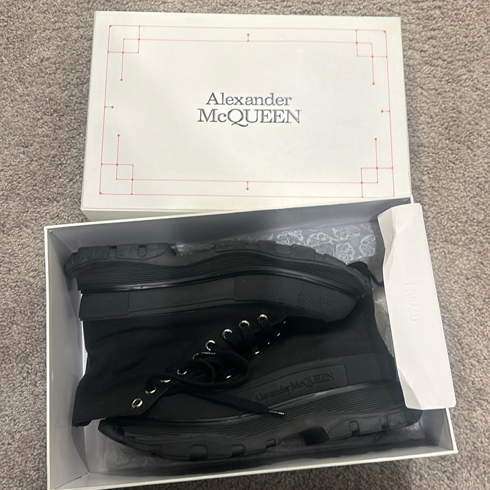 All Black Alexander McQueen boots wore once great condition